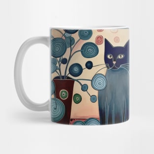 Cute Black Cat Proudly Displays the Flowers He Grew in His Garden Mug